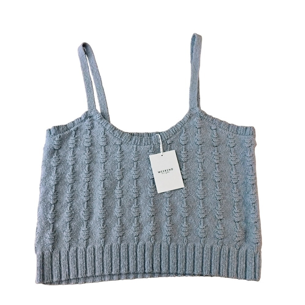 WEEKEND‎ Los Angeles Knit cotton Tank Top Sleeveless Sweater Gray Cropped